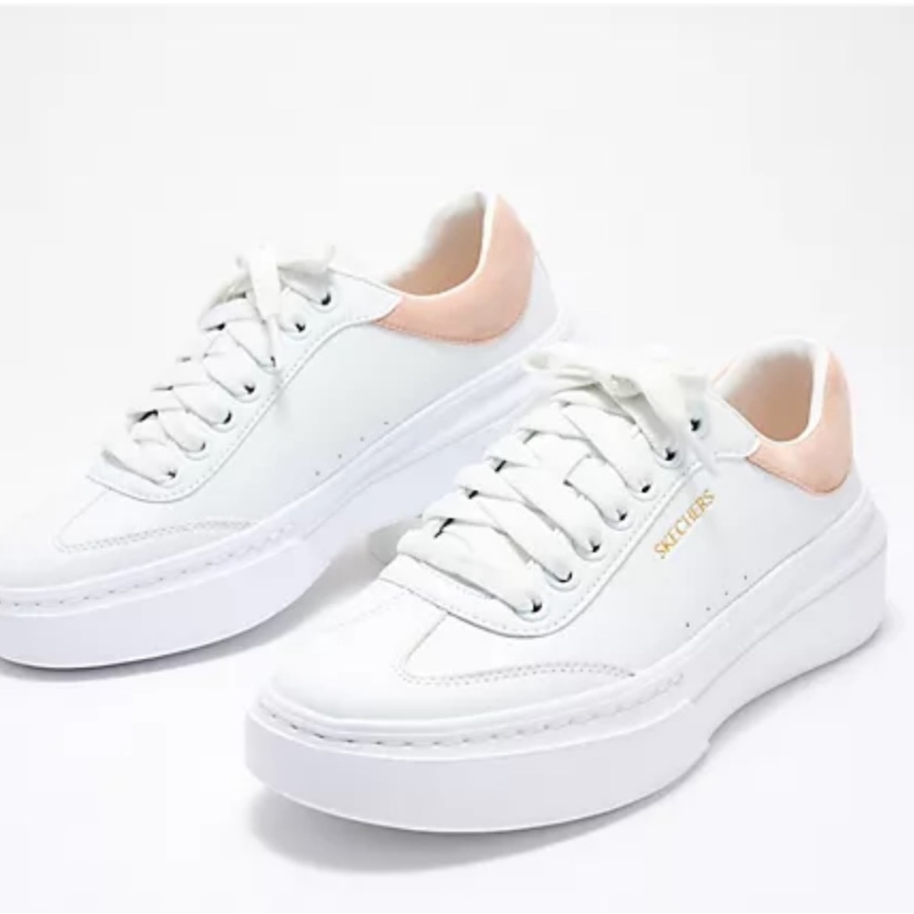 Skechers White and Pink Women's Sneakers